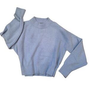 EUC French Connection baby blue vhari mock neck sweater sz M